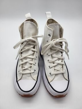 Converse Run Star Platform Hiking High Top Sneakers in Off-White with Black Trim